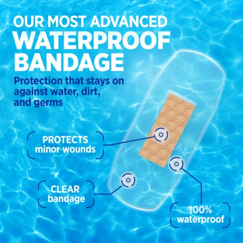 Band-Aid Brand Clear Waterproof Adhesive Bandages, Assorted Perspective: back