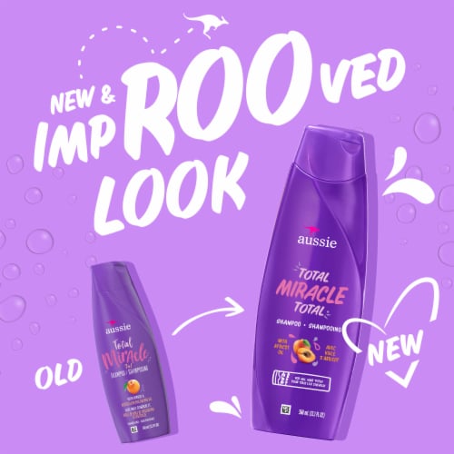 Aussie Total Miracle Shampoo with Apricot and Macadamia Oil Paraben Free for Dry Damaged Hair Perspective: back