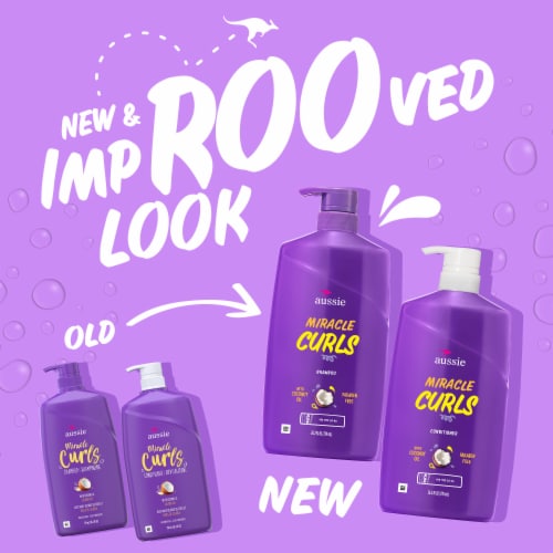 Aussie Miracle Curls Shampoo and Conditioner Set with Coconut Oil Paraben Free Perspective: back