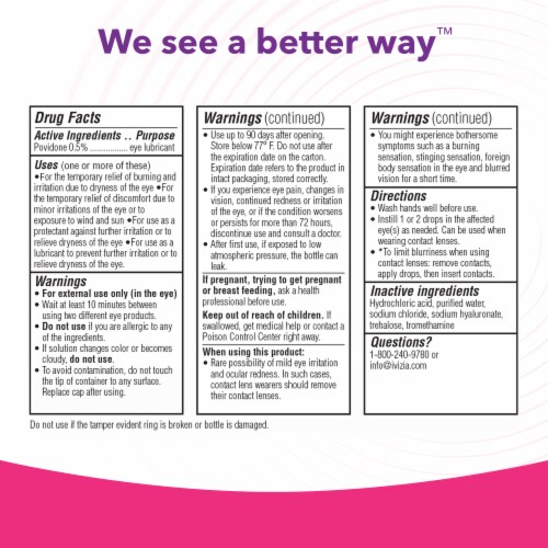 iVIZIA® Sterile Lubricant Eye Drops Perspective: back