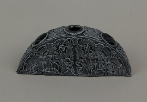 Gothic Endless Knot Design Triple Taper Candle Holder Perspective: back