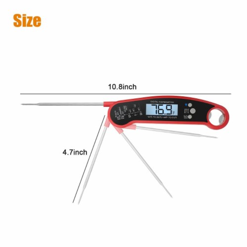EEEkit Instant Read Meat Thermometer Red Perspective: back