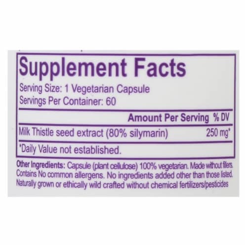 Paradise Herbs Milk Thistle Vegetarian Capsules Perspective: back