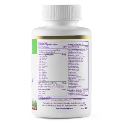 Paradise Earth's Blend Quercetin Superfood Immune Formula Capsules Perspective: back