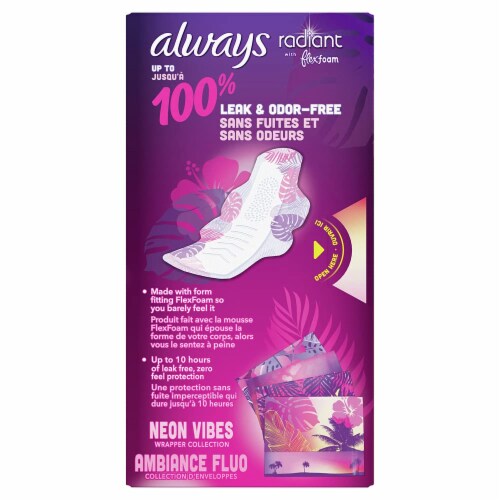 Always Radiant Pads, Size 2, Heavy Flow Absorbency (Pack of 10), 10 packs Fry’s Food Stores