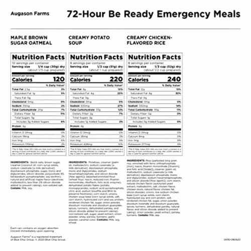 Augason Farms 72-Hour BE READY Emergency Meals (Pack of 12) Perspective: back