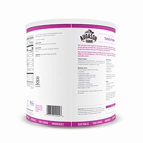 Augason Farms Tomato Powder Emergency Food Storage 3 lbs 10 oz (Pack of 18) Perspective: back