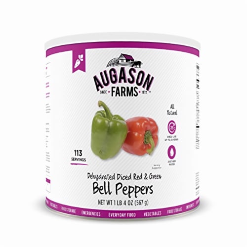 Augason Farms Dehydrated Diced Red & Green Bell Peppers 1 lb 4 oz (Pack of 20) Perspective: back