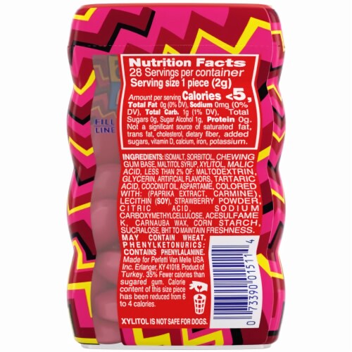 Mentos Sour Strawberry Gum (Pack of 8) Perspective: back