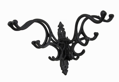 Set of 2 Cast Iron Victorian Style 5 Hook Hat / Coat / Scarf Holders Perspective: back
