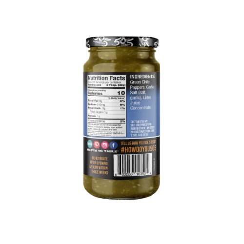 505 Southwestern Medium Flame Roasted Hatch Valley Green Chile Salsa Perspective: back