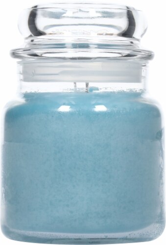 Village Candle® Medium Glass Dome Jar Candle Rain Scent Perspective: back