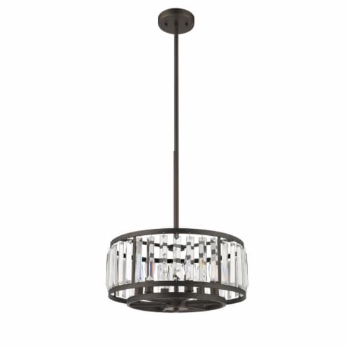Contemporary 6 Light Metal 16 Ceiling Pendant with Crystal Accents, Silver Perspective: back