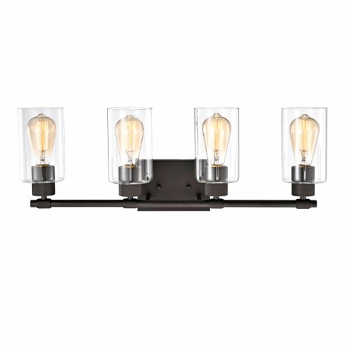 Lighting MERCY Contemporary 4 Light Rubbed Bronze Bath Vanity Fixture 27 Width Perspective: back