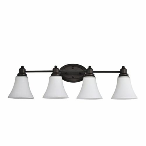 Lighting JANET Contemporary 4 Light Rubbed Bronze Bath Vanity Fixture 30 Width Perspective: back