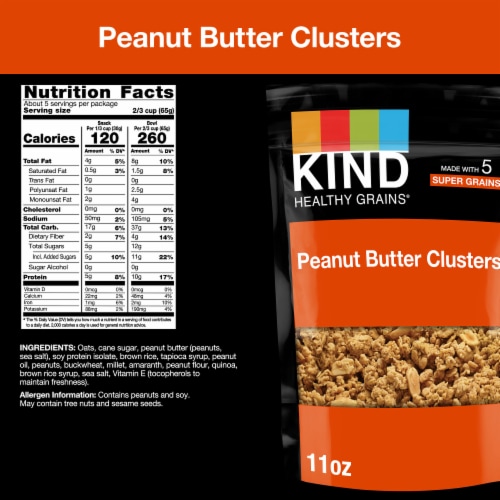 KIND Healthy Grains® Peanut Butter Whole Grain Granola Clusters Perspective: back