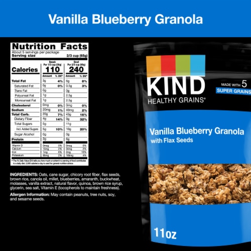 KIND Healthy Grains Vanilla Blueberry Granola with Flax Seeds Perspective: back