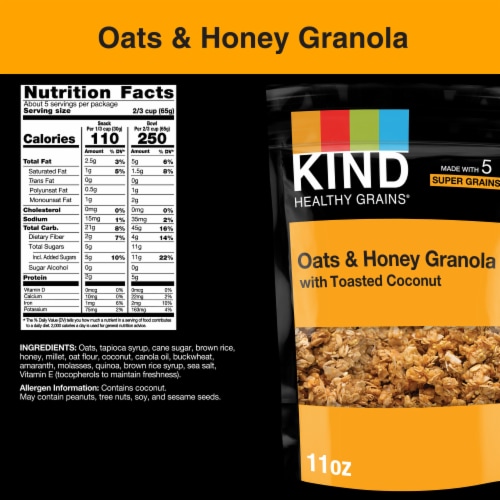 KIND HEALTHY GRAINS Oats & Honey Granola with Toasted Coconut Healthy Snack Mix Perspective: back
