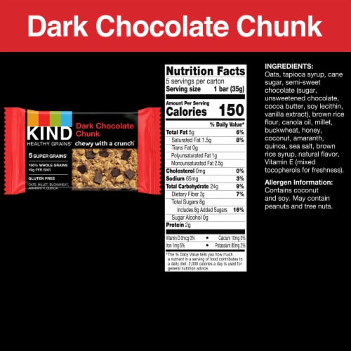 KIND Healthy Grains Dark Chocolate Chunk Snack Bars Perspective: back