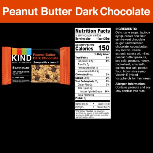 KIND Healthy Grains Peanut Butter Dark Chocolate Snack Bars Perspective: back