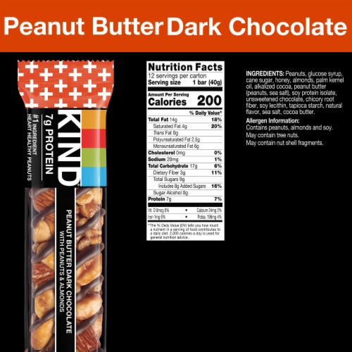 KIND Gluten Free Peanut Butter Dark Chocolate Snack Bars Perspective: back