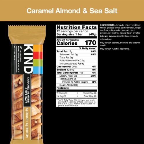 KIND Caramel Almond & Sea Salt Nut Bars Perspective: back