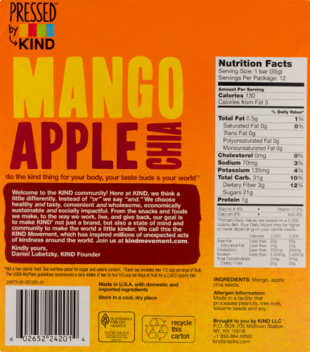 KIND® Pressed™ Mango Apple Chia Fruit Bars Perspective: back