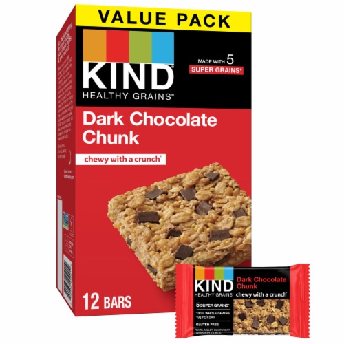 KIND Gluten Free Healthy Grains Dark Chocolate Chunk Bars Perspective: back