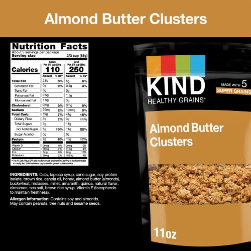 KIND Healthy Grains Almond Butter Granola Clusters Perspective: back