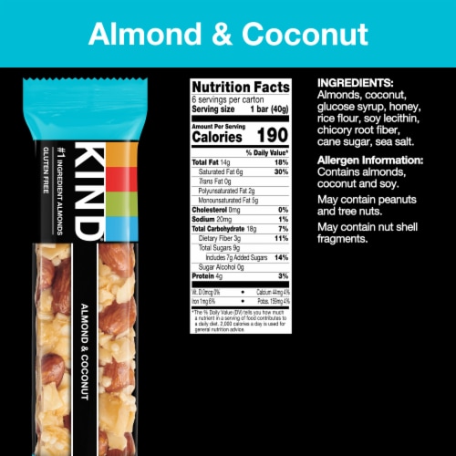 KIND Almond & Coconut Fruit and Nut Bars Perspective: back
