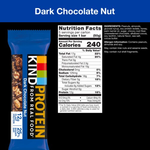 KIND Protein Gluten Free Dark Chocolate Nut Healthy Snack Bars Perspective: back