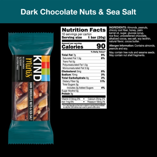 KIND Minis Gluten Free Dark Chocolate Nuts and Sea Salt Healthy Snack Bars Perspective: back