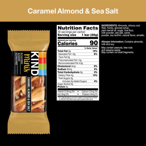KIND Minis Gluten Free Caramel Almond & Sea Salt Healthy Snack Bars Perspective: back
