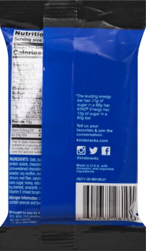 KIND Energy Chocolate Chunk Energy Bar Perspective: back