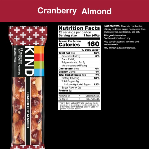 KIND® Cranberry Almond Bars Perspective: back