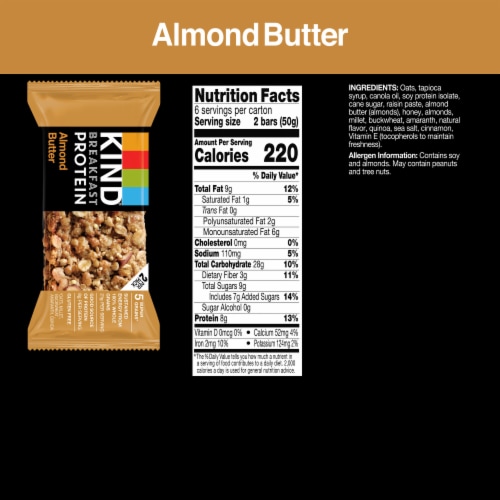 KIND Breakfast Protein Gluten Free Almond Butter Breakfast Bars Perspective: back