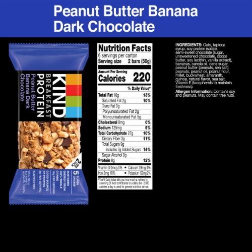 KIND Breakfast Protein Gluten Free Peanut Butter Banana Dark Chocolate Breakfast Bars Perspective: back