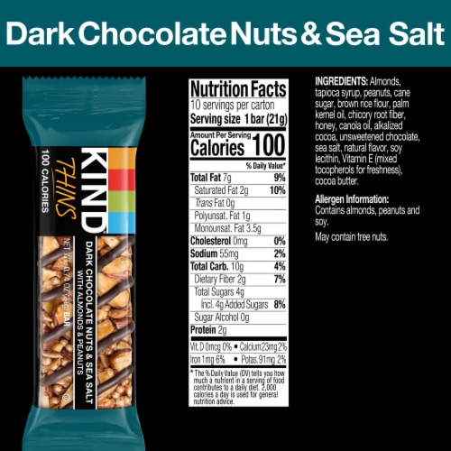 KIND Thins Dark Chocolate Nuts & Sea Salt Nut Bars Perspective: back