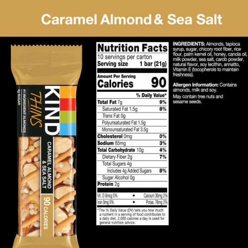 KIND Thins Caramel Almond & Sea Salt Nut Bars Perspective: back