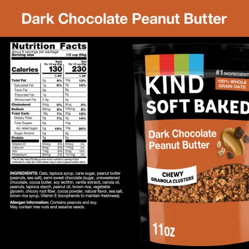 KIND Soft Baked Dark Chocolate Peanut Butter Protein Granola Perspective: back