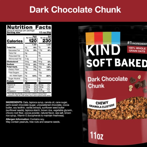 KIND Soft Baked Dark Chocolate Chunk Granola Perspective: back