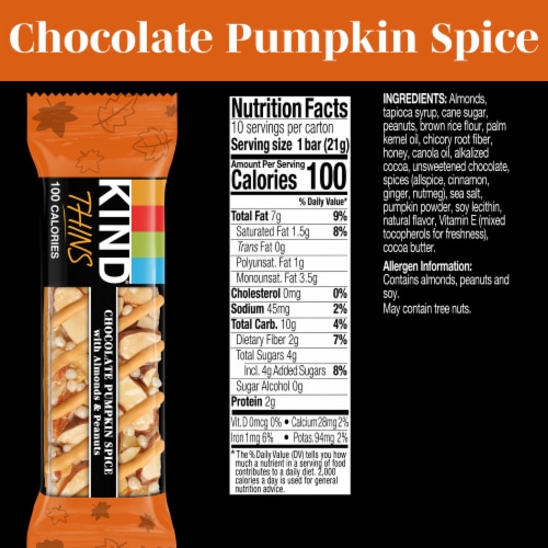 KIND Thins Chocolate Pumpkin Spice Fruit and Nut Bars Perspective: back