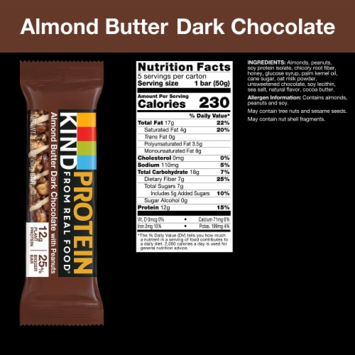 KIND Almond Butter Dark Chocolate Protein Nut Bars Perspective: back