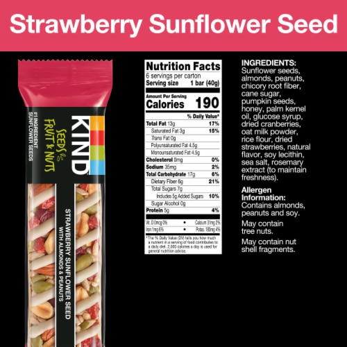 KIND Strawberry Sunflower Bars Perspective: back