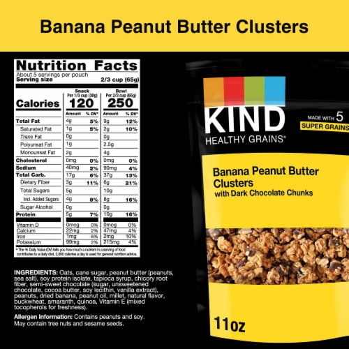 KIND Healthy Grains Banana Peanut Butter with Dark Chocolate Chunks Granola Clusters Perspective: back