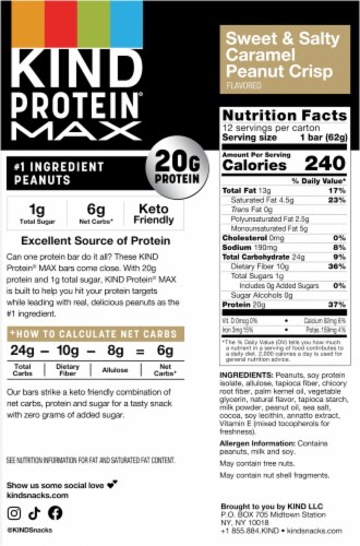 KIND Protein MAX Sweet & Salty Caramel Peanut Crisp Bars Perspective: back