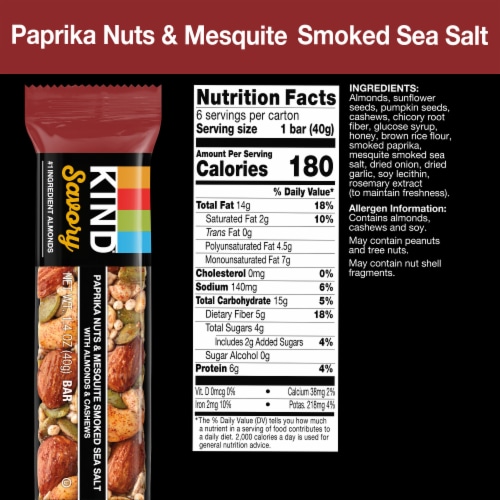 KIND Paprika Nuts & Mesquite Smoked Sea Salt Nut Bars Perspective: back