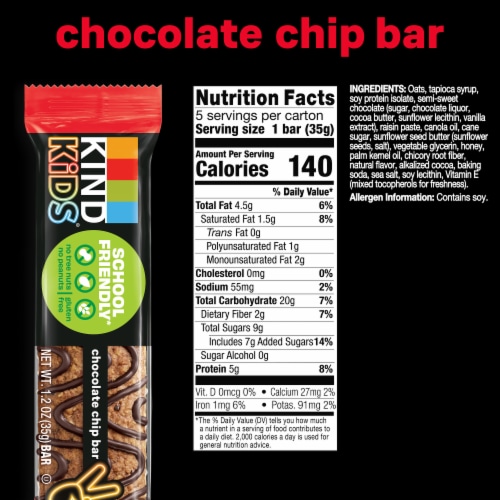 KIND Kids Chocolate Chip Snack Bar Perspective: back