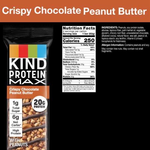 KIND Protein MAX Crispy Chocolate Peanut Butter Protein Bars Perspective: back