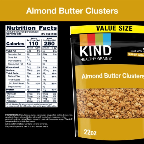 KIND Healthy Grains Almond Butter Protein Granola Clusters Perspective: back